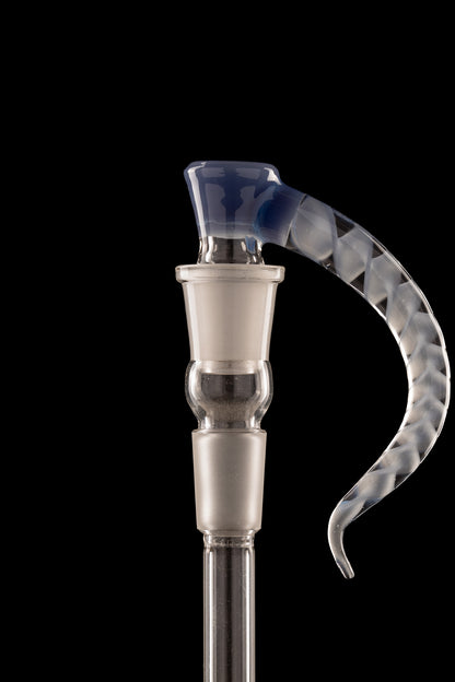 Asu Glass - 18mm 3-Hole Accented Zanfirico Horn Slide - Blue Hulk (CFL)