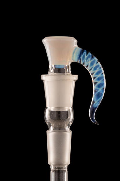 Asu Glass - 18mm 3-Hole Accented Zanfirico Horn Slide - White Opal