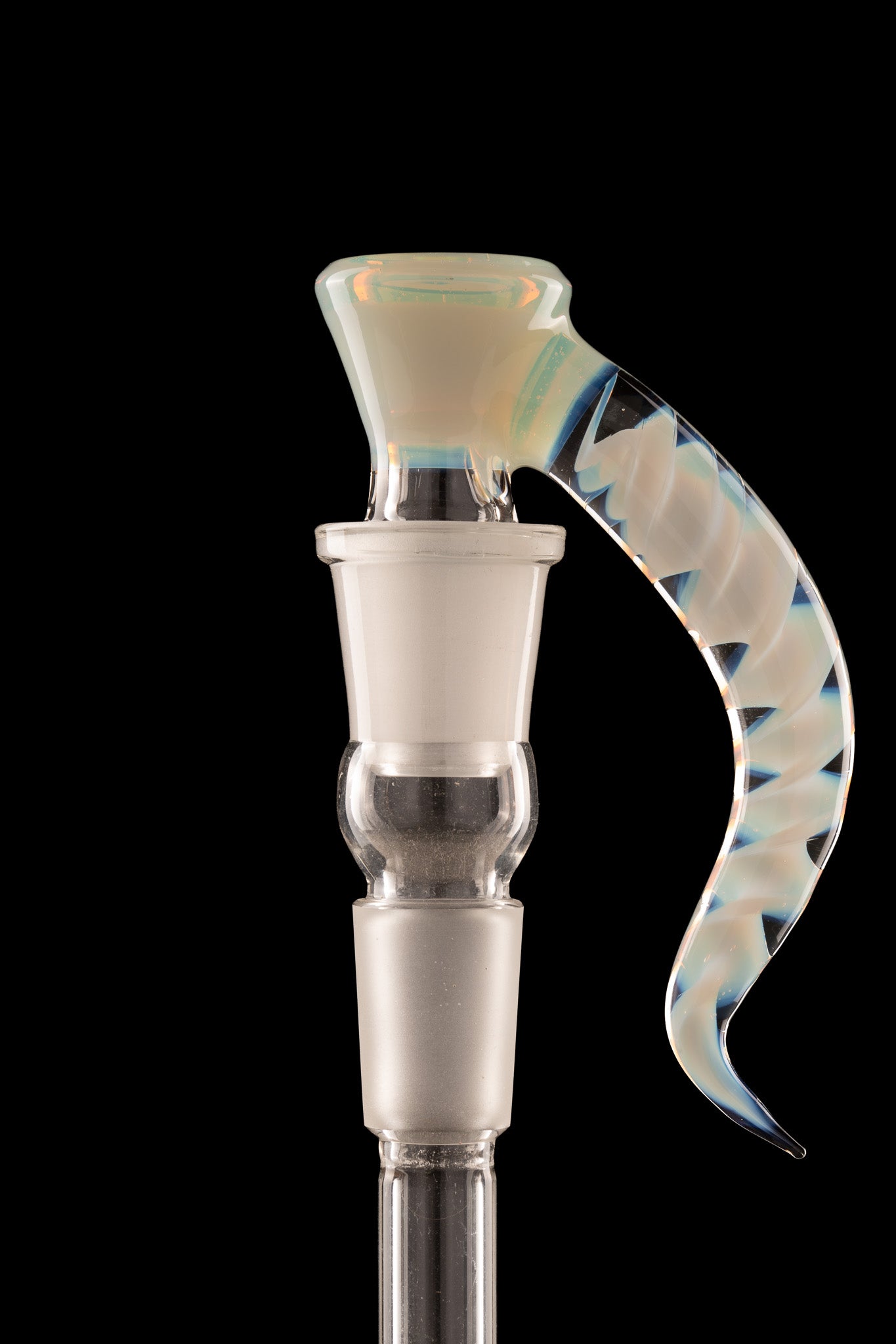 Asu Glass - 18mm 3-Hole Accented Zanfirico Horn Slide - Glopal (UV)