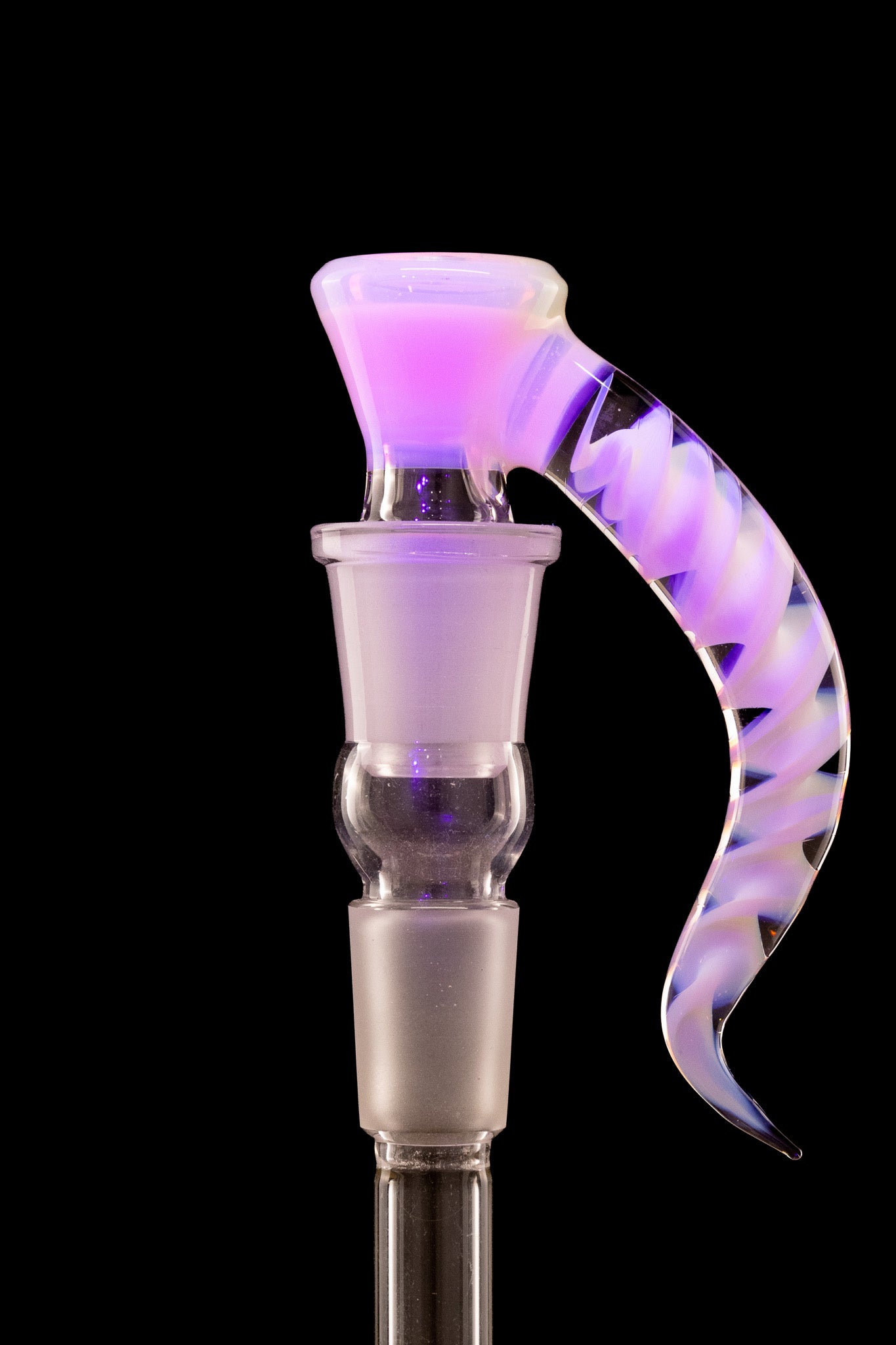 Asu Glass - 18mm 3-Hole Accented Zanfirico Horn Slide - Glopal (UV)