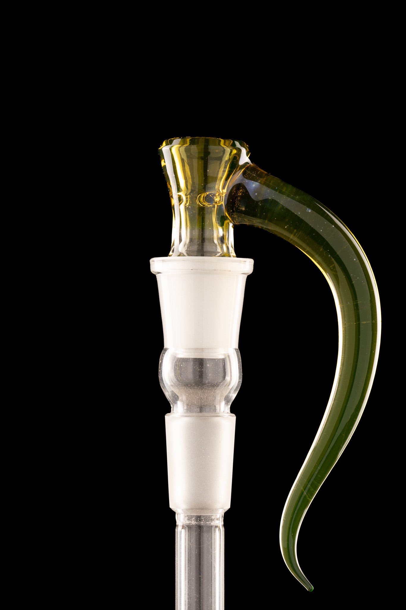 Asu Glass - 18mm 3-Hole Accented Horn Slide - Citrine w/Silver Fume (UV)