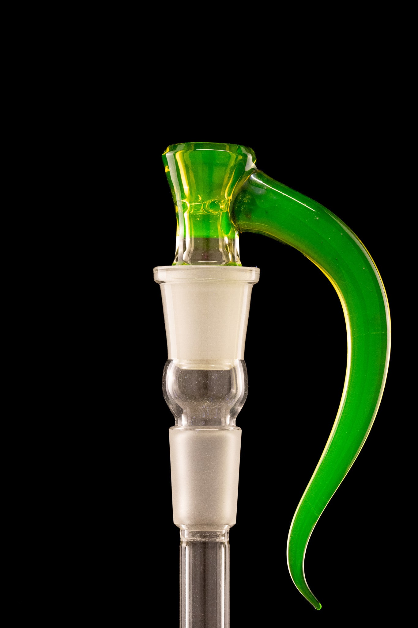 Asu Glass - 18mm 3-Hole Accented Horn Slide - Citrine w/Silver Fume (UV)