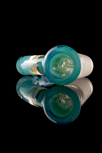Asu Glass - 18mm 3-Hole Accented Zanfirico Horn Slide - Marina