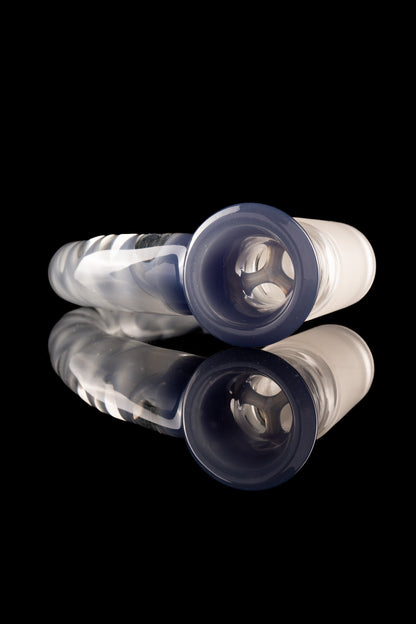 Asu Glass - 18mm 3-Hole Accented Zanfirico Horn Slide - Blue Hulk (CFL)