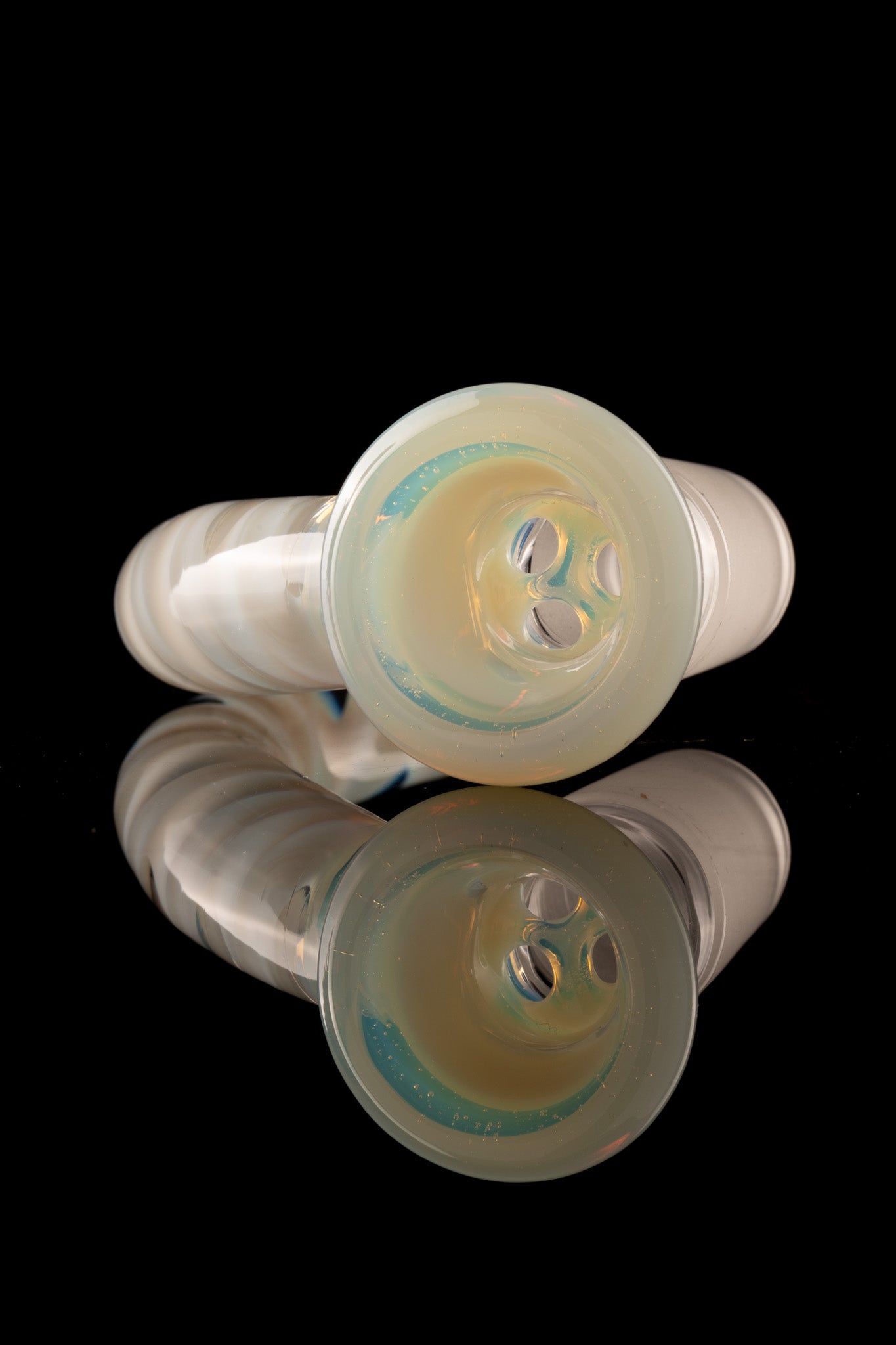 Asu Glass - 18mm 3-Hole Accented Zanfirico Horn Slide - Glopal (UV)