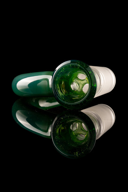Asu Glass - 18mm 3-Hole Accented Horn Slide - Light Green Energy