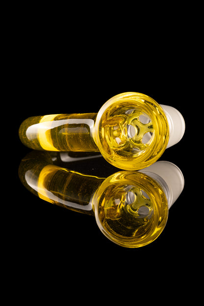 Asu Glass - 18mm 3-Hole Accented Horn Slide - Yellow Opal