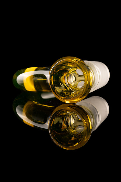 Asu Glass - 18mm 3-Hole Accented Horn Slide - Citrine w/Silver Fume (UV)