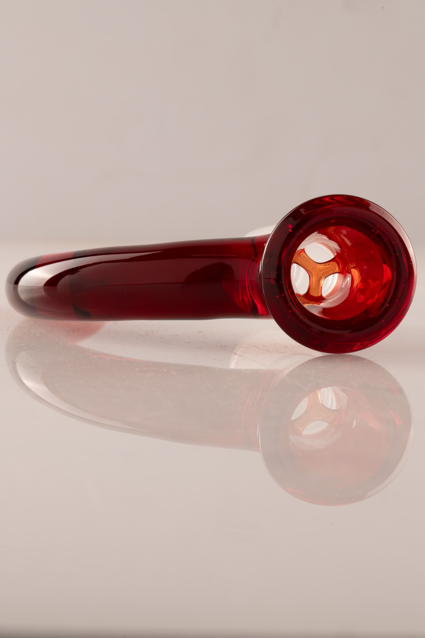 Asu Glass - 18mm 3-Hole Accented Horn Slide - Karma Gold Ruby