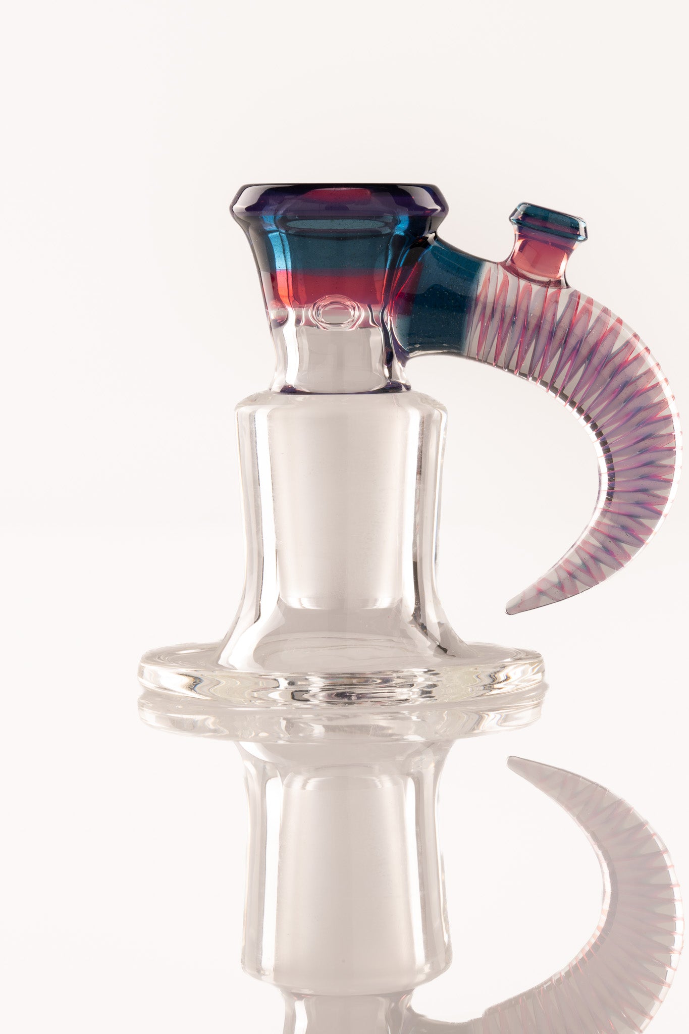 Jamms Glass - 18mm 4 Hole Two Tone Encalmo Slide W/ Cane Handle - Blue Stardust / Telemagenta