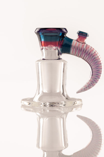 Jamms Glass - 18mm 4 Hole Two Tone Encalmo Slide W/ Cane Handle - Blue Stardust / Telemagenta