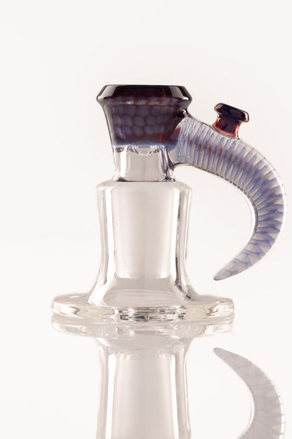 Jamms Glass - 18mm 4 Hole Honeycomb Slide W/ Cane Handle - Blue Satin Over Phoenix