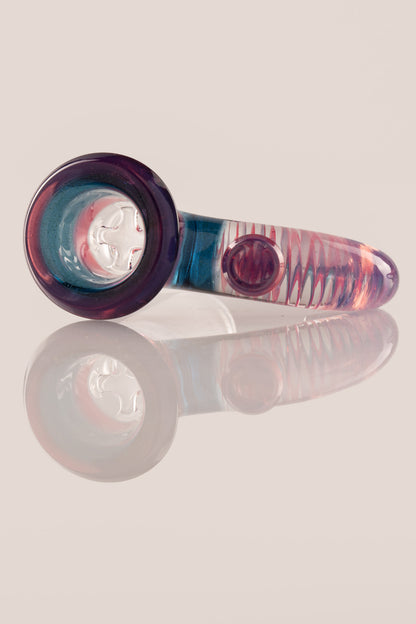 Jamms Glass - 18mm 4 Hole Two Tone Encalmo Slide W/ Cane Handle - Blue Stardust / Telemagenta