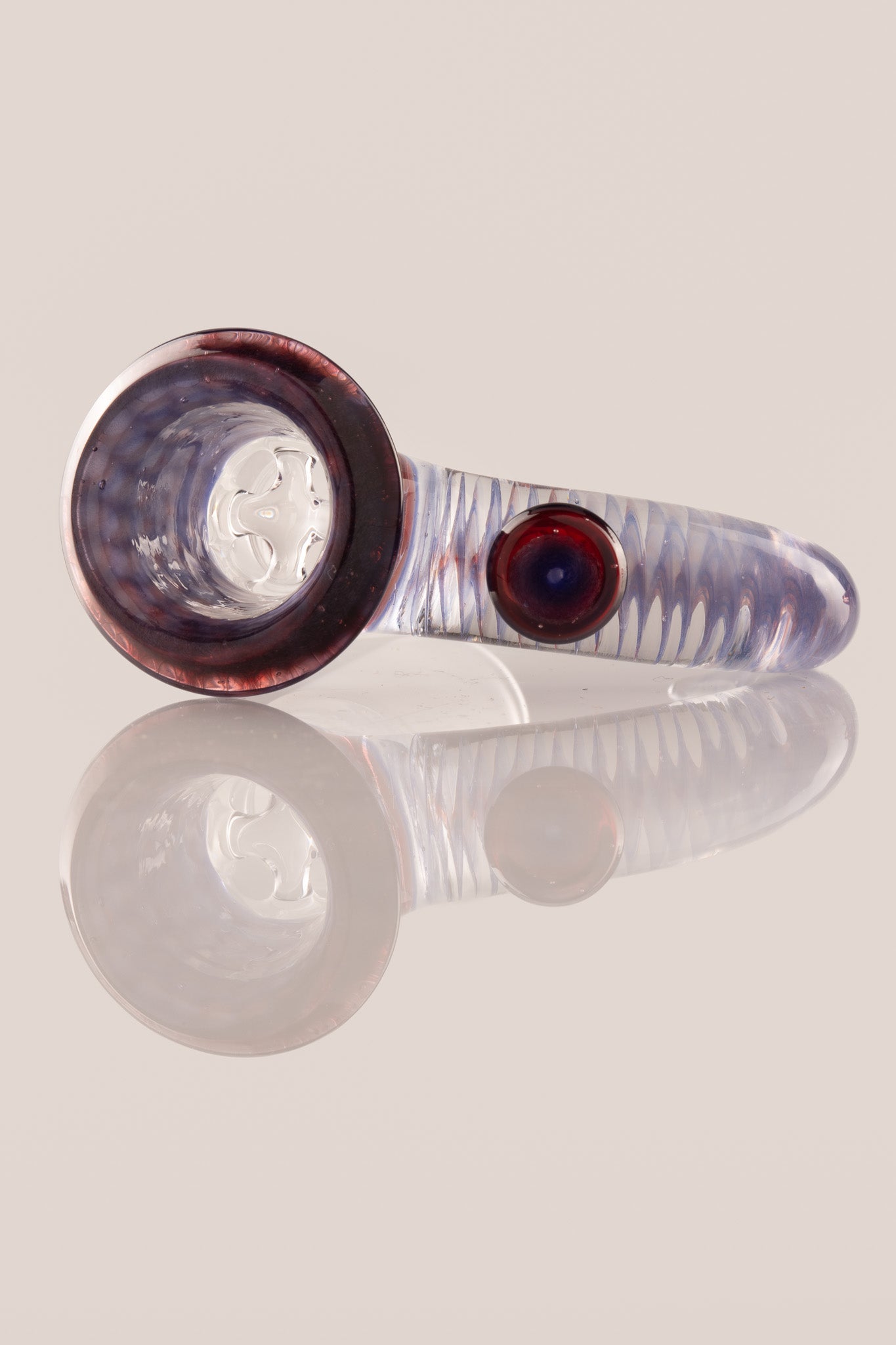 Jamms Glass - 18mm 4 Hole Honeycomb Slide W/ Cane Handle - Blue Satin Over Phoenix