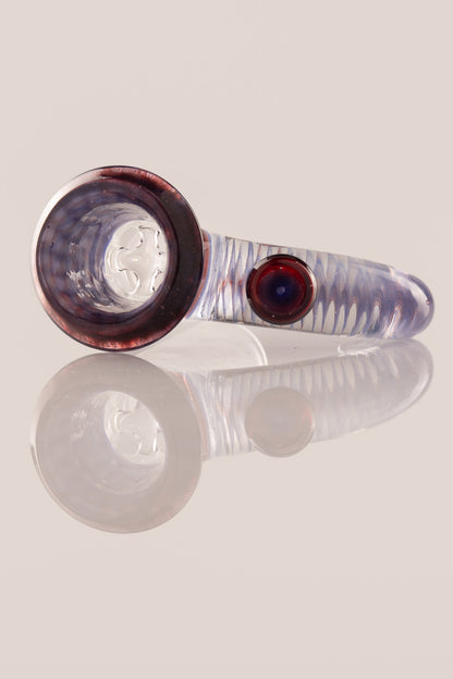 Jamms Glass - 18mm 4 Hole Honeycomb Slide W/ Cane Handle - Blue Satin Over Phoenix
