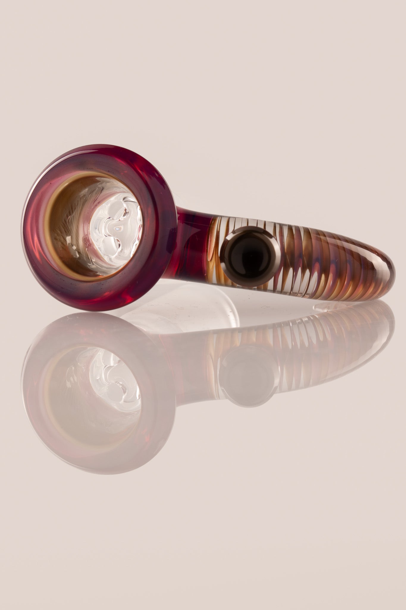 Jamms Glass - 18mm 4 Hole Two Tone Encalmo Slide W/ Cane Handle - Electrum / Royal Jelly