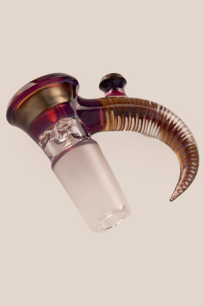 Jamms Glass - 18mm 4 Hole Two Tone Encalmo Slide W/ Cane Handle - Electrum / Royal Jelly