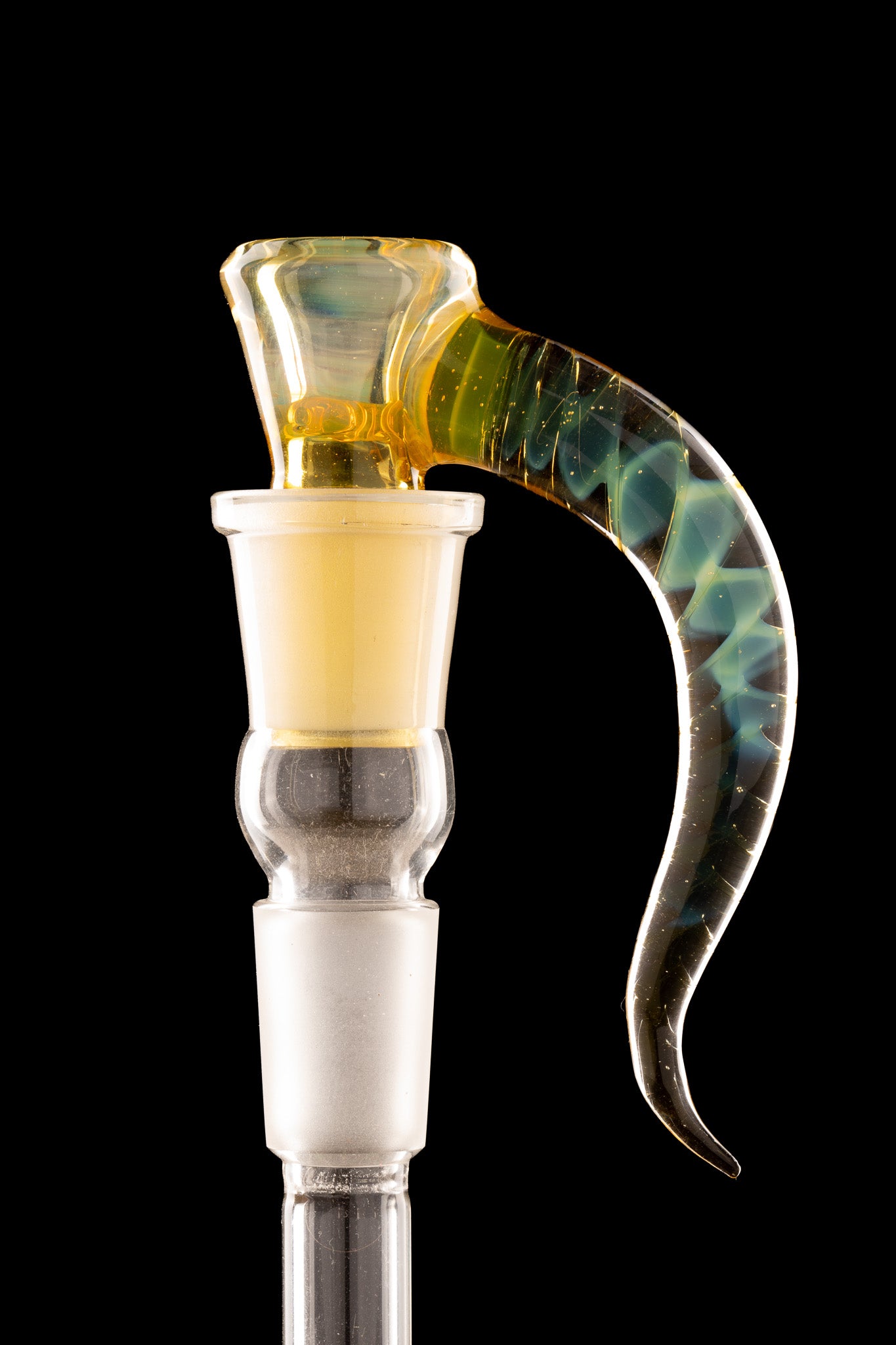 Asu Glass - Full Work 18mm 3 Hole W/ Spiral Horn - Olive Oil
