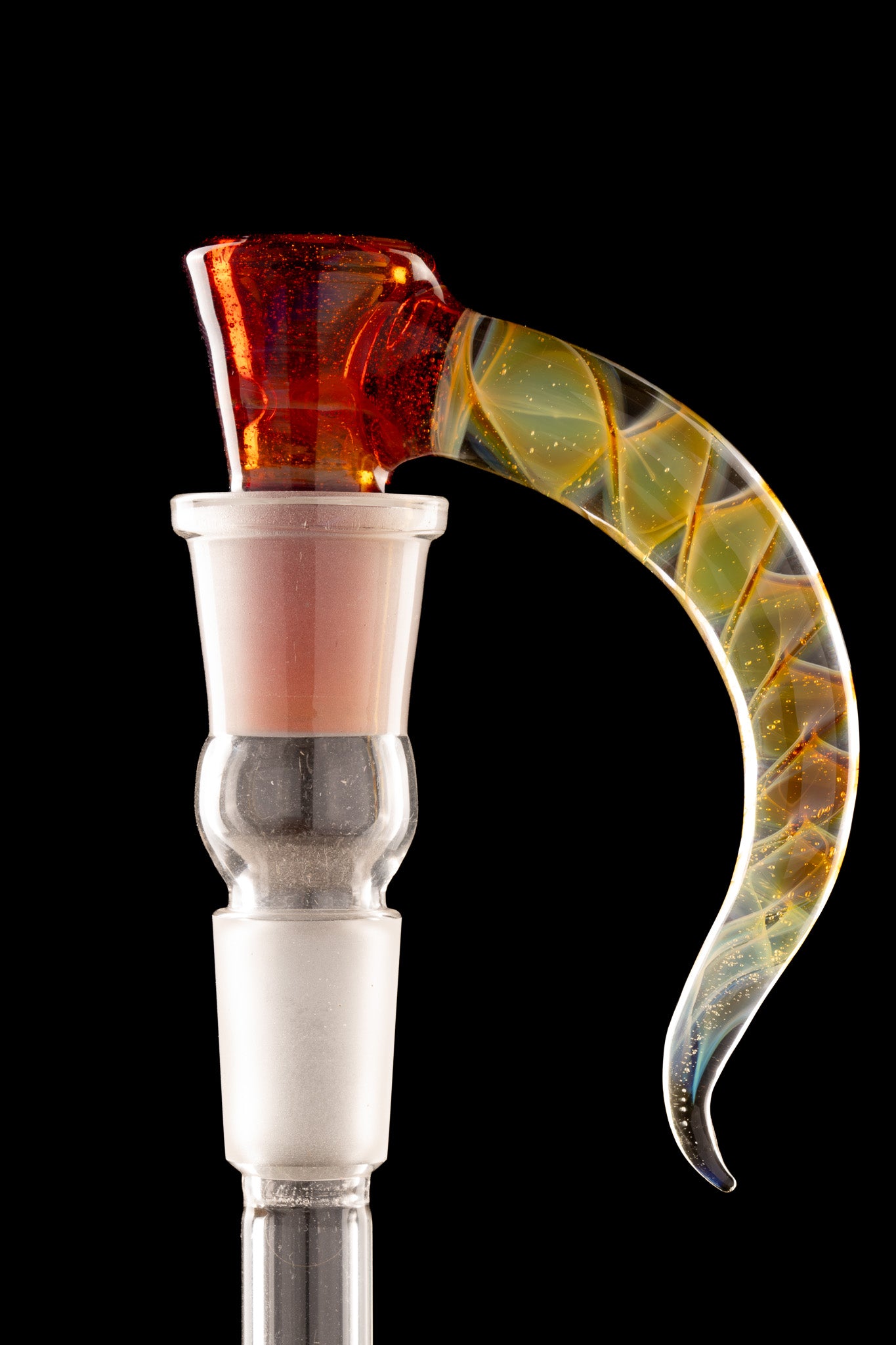Asu Glass - Full Work 18mm 3 Hole W/ Sprial Horn - Pink Mai Tai
