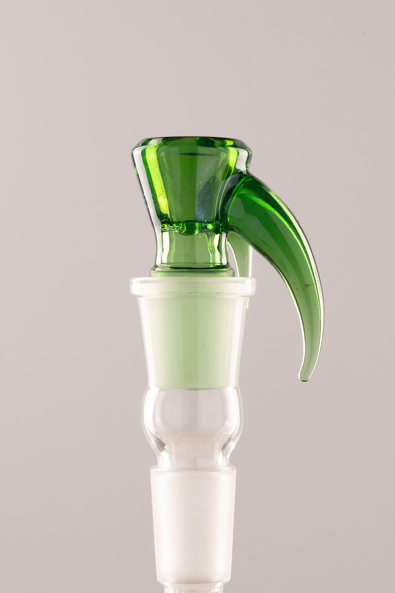 Asu Glass - Full Work 18mm 3 Hole "Budget Bowl" - Emerald W/ Silver Fume