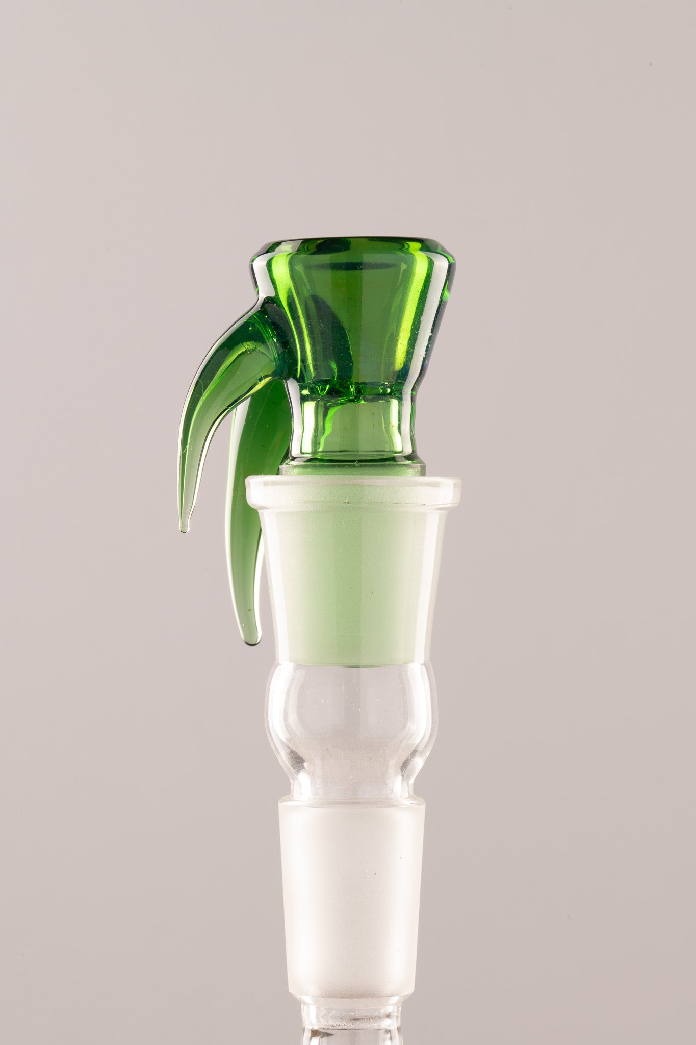 Asu Glass - Full Work 18mm 3 Hole "Budget Bowl" - Emerald W/ Silver Fume