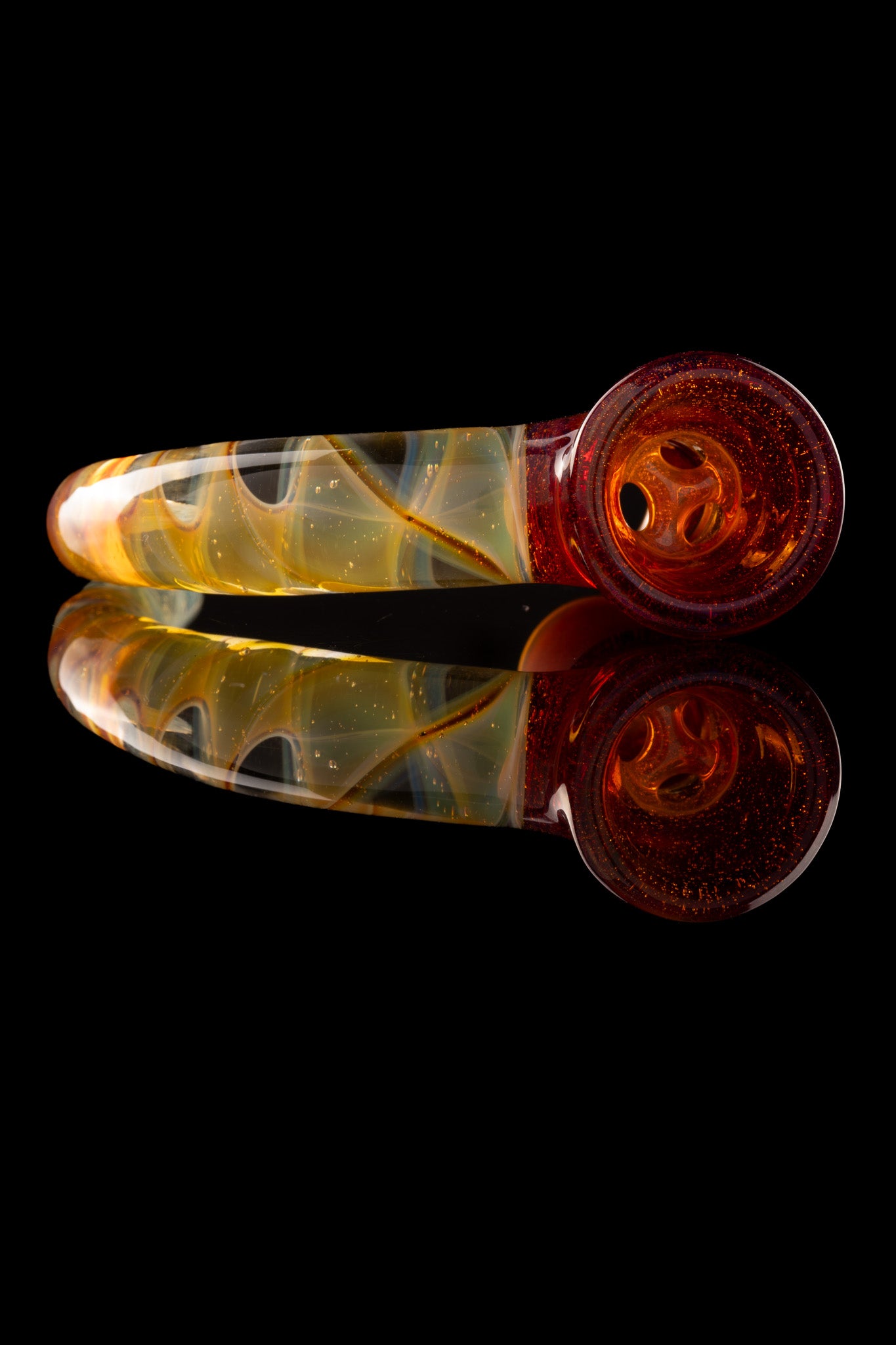 Asu Glass - Full Work 18mm 3 Hole W/ Sprial Horn - Pink Mai Tai