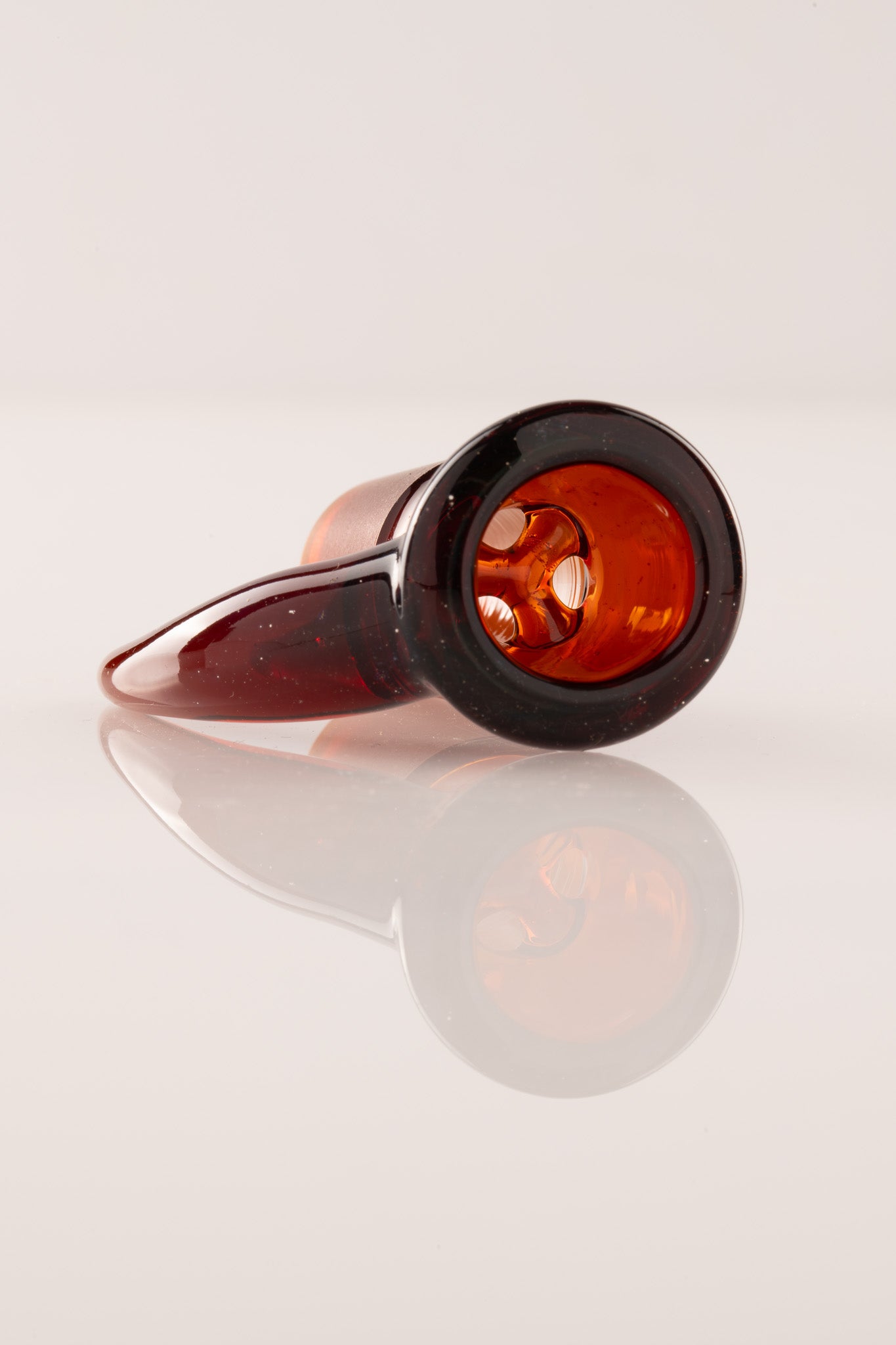 Asu Glass - Full Work 18mm 3 Hole "Budget Bowl" - Amber W/ Silver Fume