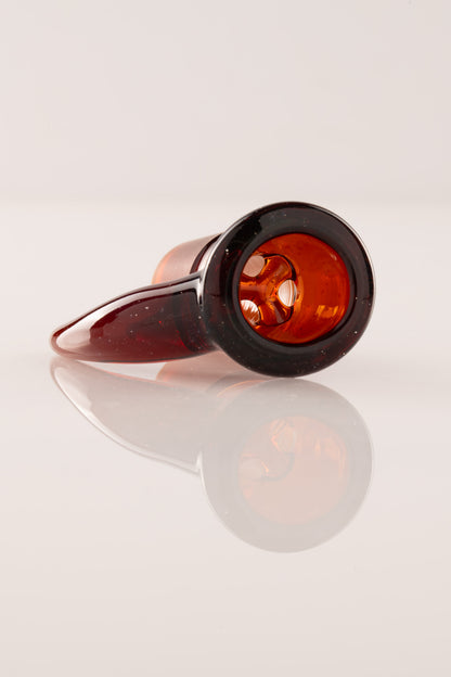 Asu Glass - Full Work 18mm 3 Hole "Budget Bowl" - Amber W/ Silver Fume