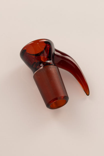 Asu Glass - Full Work 18mm 3 Hole "Budget Bowl" - Amber W/ Silver Fume