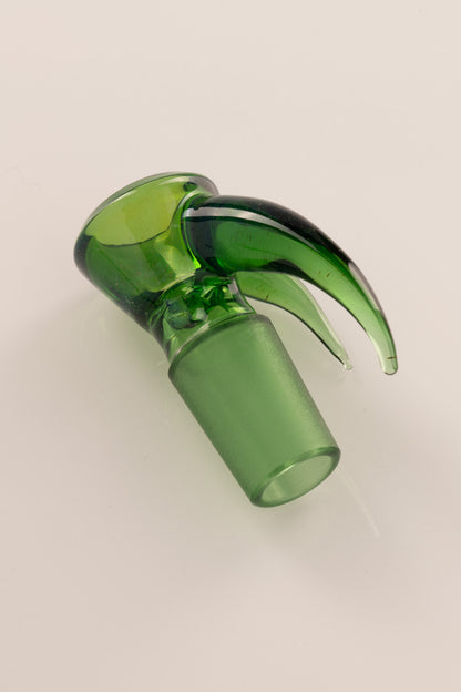 Asu Glass - Full Work 18mm 3 Hole "Budget Bowl" - Emerald W/ Silver Fume