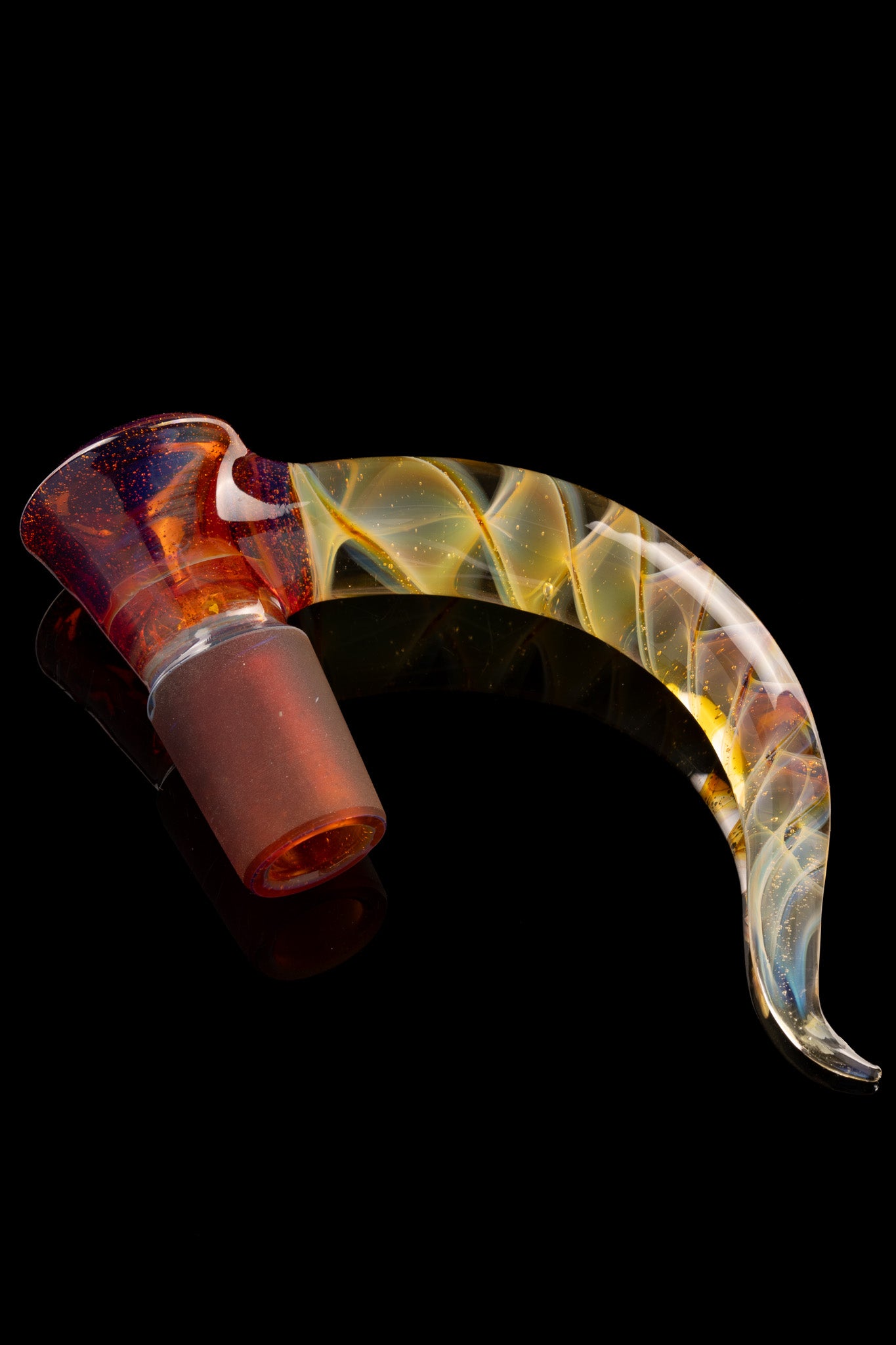 Asu Glass - Full Work 18mm 3 Hole W/ Sprial Horn - Pink Mai Tai