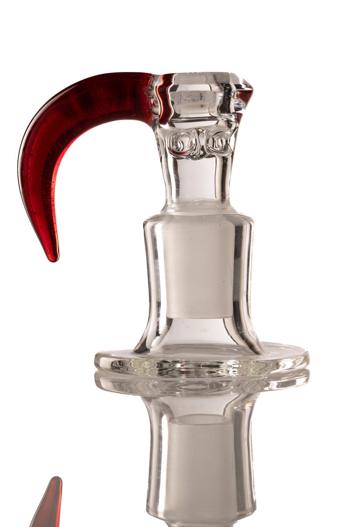 Green Belt Glass - 18mm 4 Hole Clear Slide W/ Colour Horn - Light Ruby