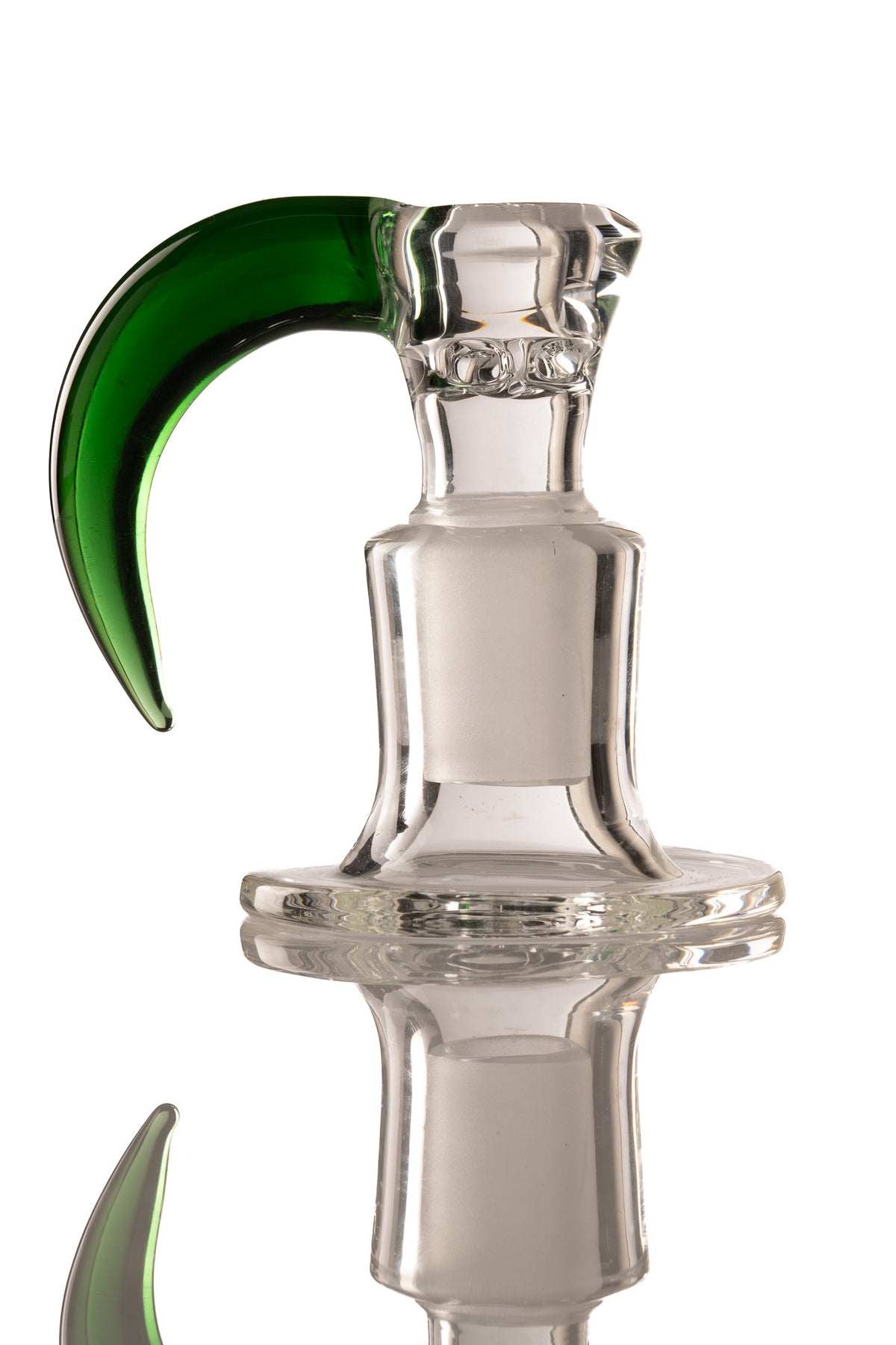 Green Belt Glass - 18mm 4 Hole Clear Slide W/ Colour Horn - Emerald Green