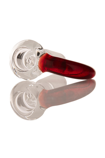 Green Belt Glass - 18mm 4 Hole Clear Slide W/ Colour Horn - Light Ruby