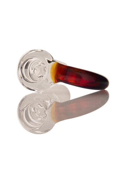 Green Belt Glass - 18mm 4 Hole Clear Slide W/ Colour Horn - Golden Amber