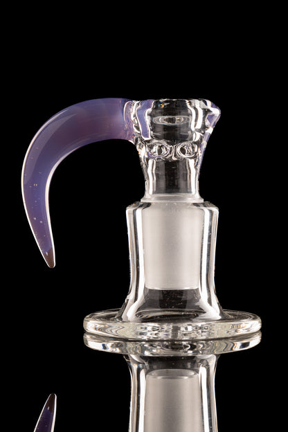 Green Belt Glass - 18mm 4 Hole Clear Slide W/ Colour Horn - Opal Lavender