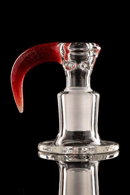 Green Belt Glass - 18mm 4 Hole Clear Slide W/ Colour Horn - Red Blizzard