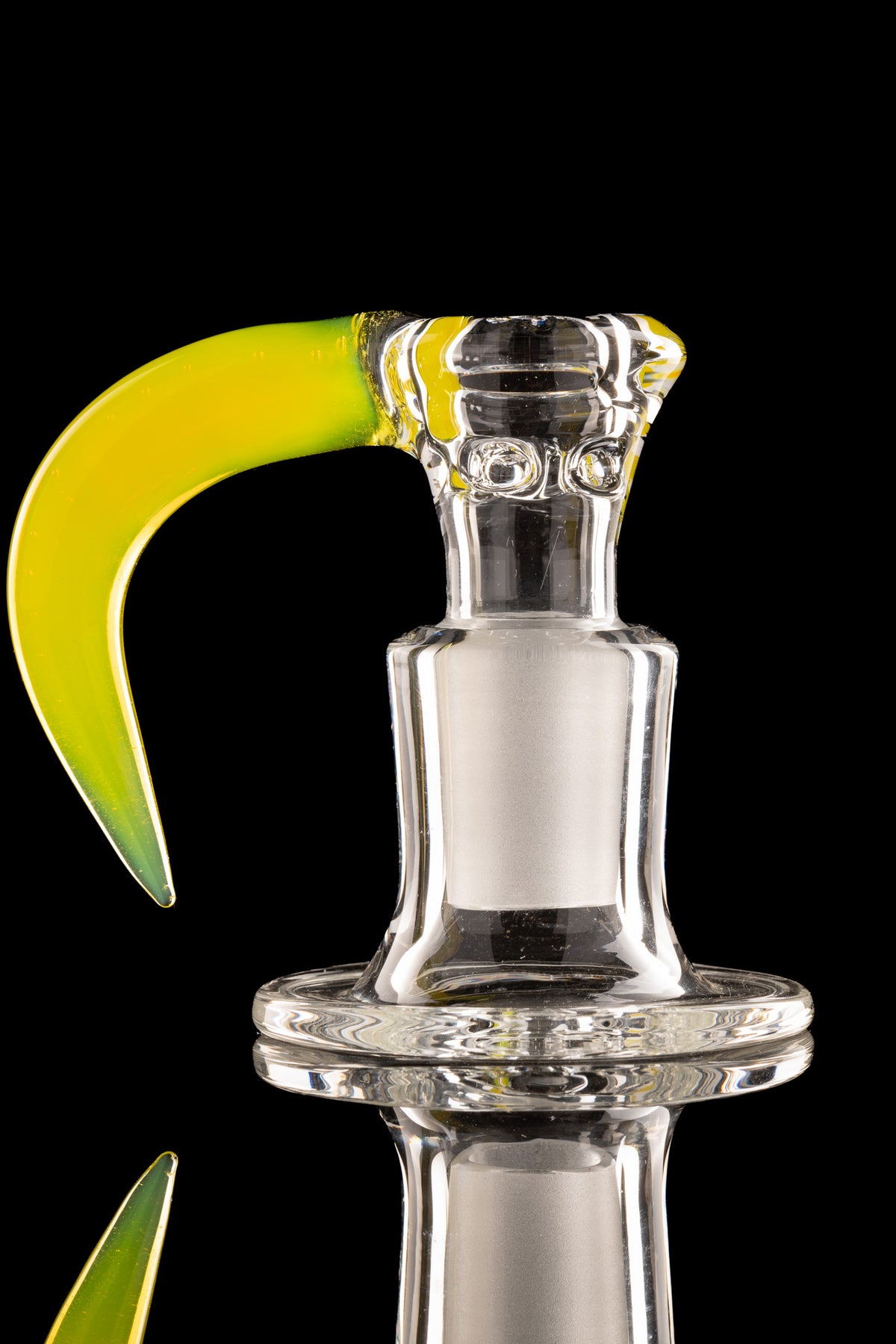 Green Belt Glass - 18mm 4 Hole Clear Slide W/ Colour Horn - Lemon Drop