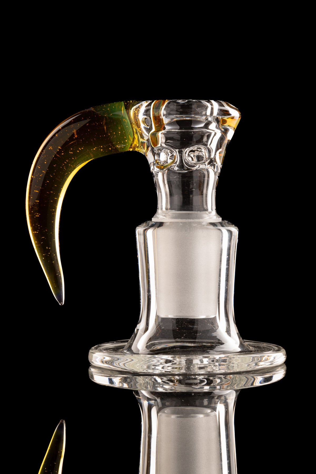 Green Belt Glass - 18mm 4 Hole Clear Slide W/ Colour Horn - NS Yellow