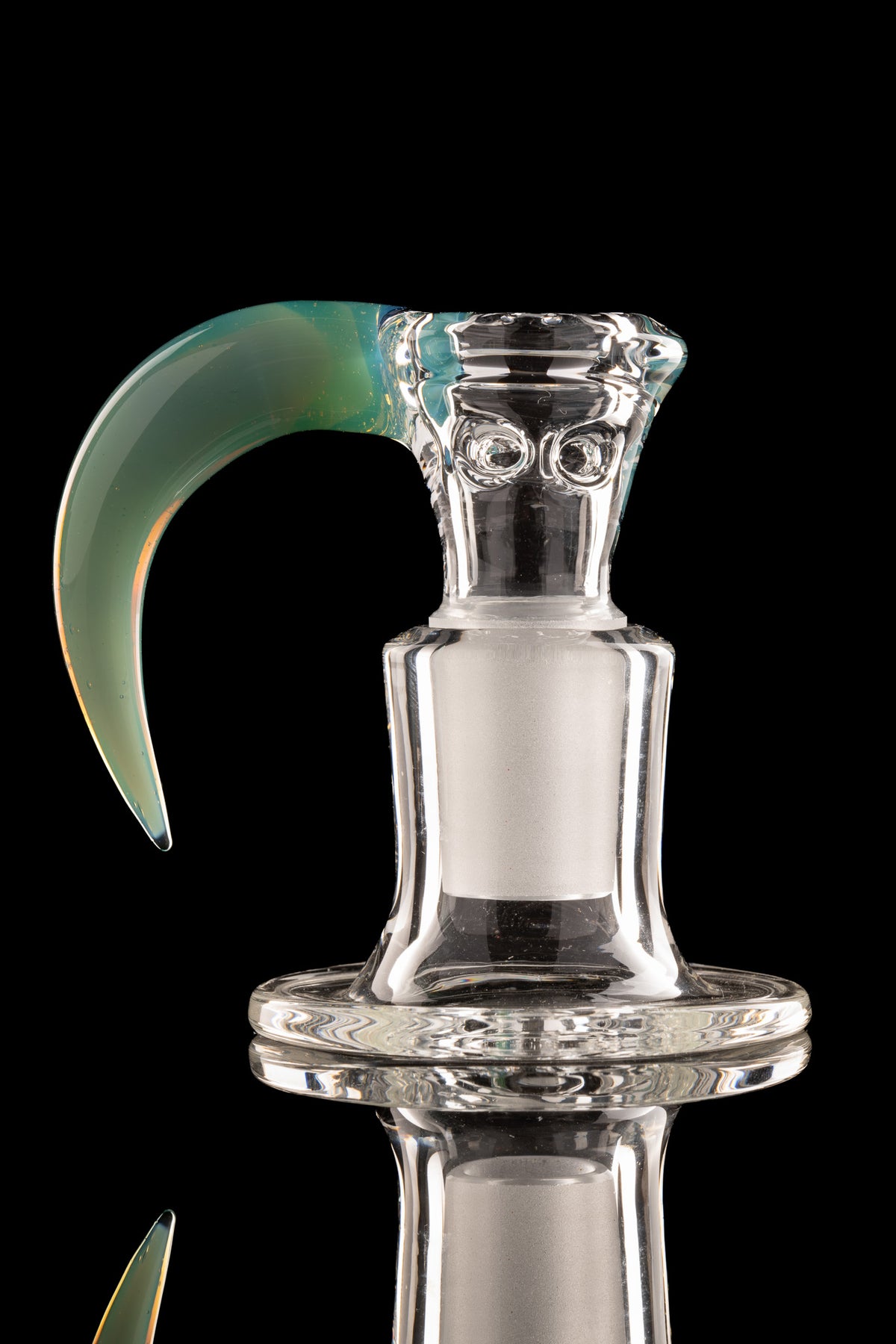 Green Belt Glass - 18mm 4 Hole Clear Slide W/ Colour Horn - Aquamania