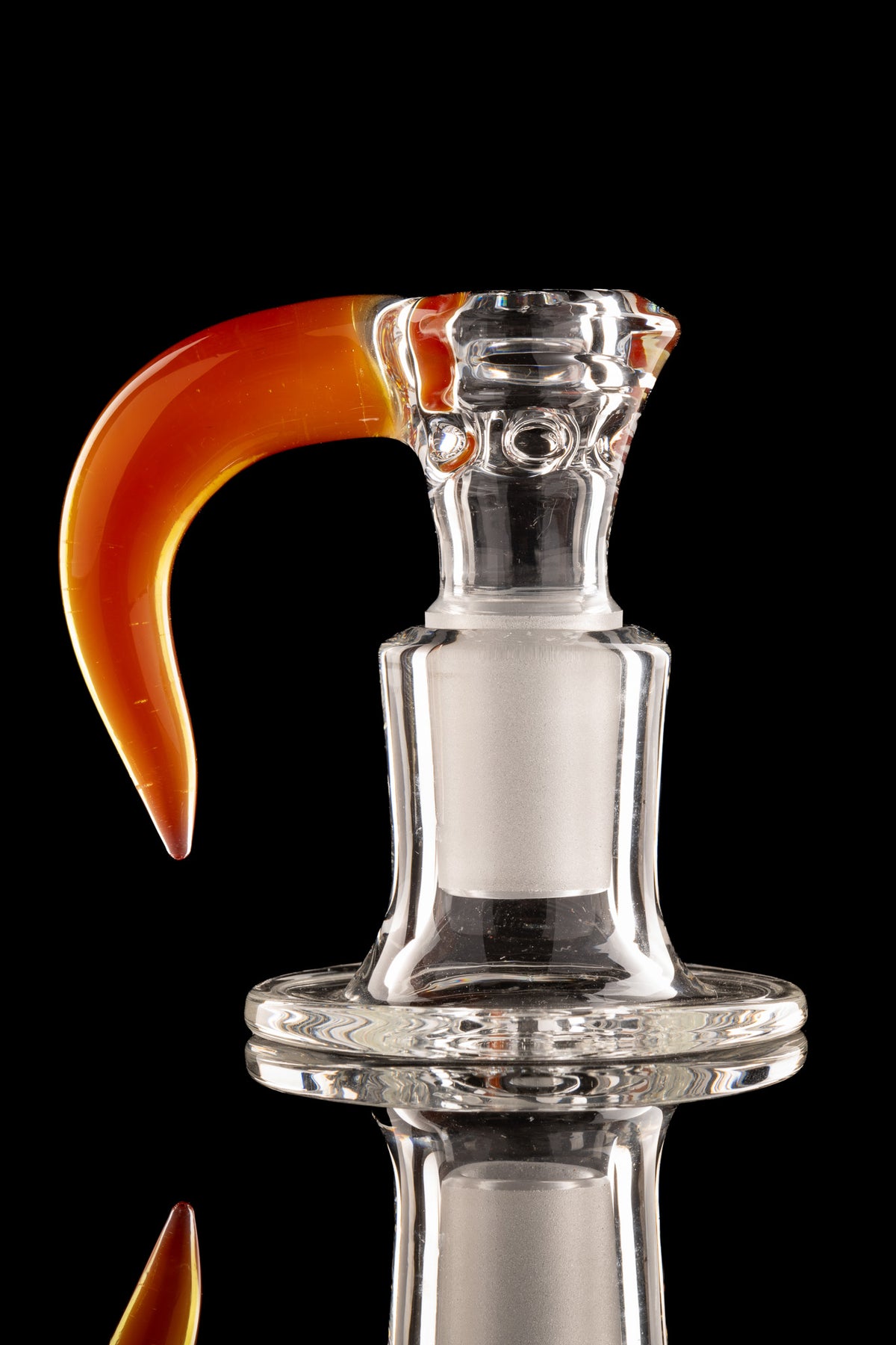 Green Belt Glass - 18mm 4 Hole Clear Slide W/ Colour Horn - Orange Shades