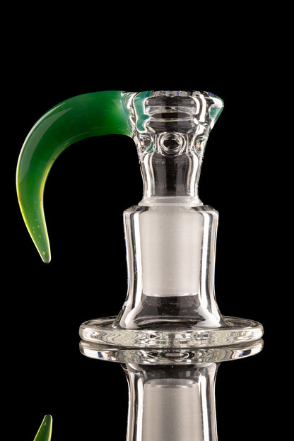 Green Belt Glass - 18mm 4 Hole Clear Slide W/ Colour Horn - Titan V2