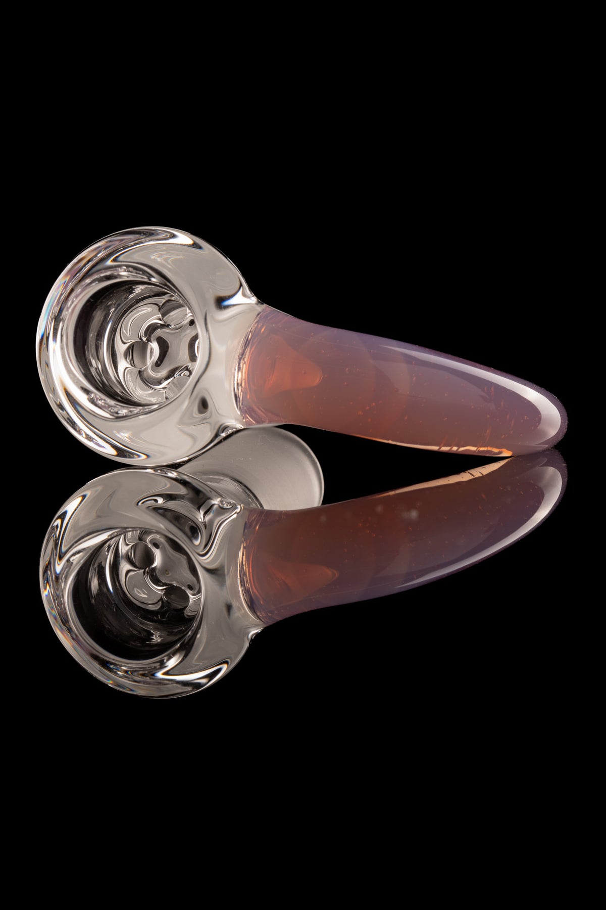 Green Belt Glass - 18mm 4 Hole Clear Slide W/ Colour Horn - Opal Peach
