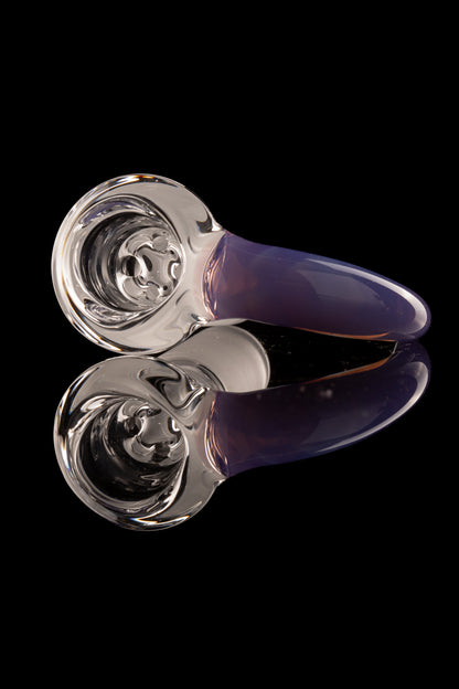 Green Belt Glass - 18mm 4 Hole Clear Slide W/ Colour Horn - Opal Lavender
