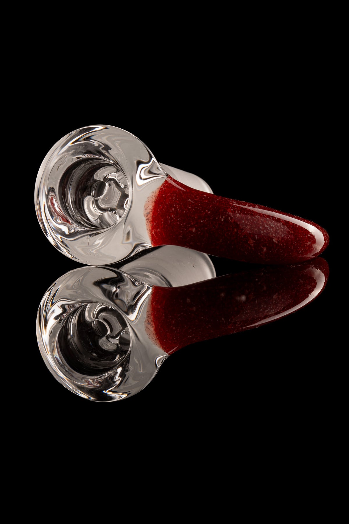 Green Belt Glass - 18mm 4 Hole Clear Slide W/ Colour Horn - Red Blizzard