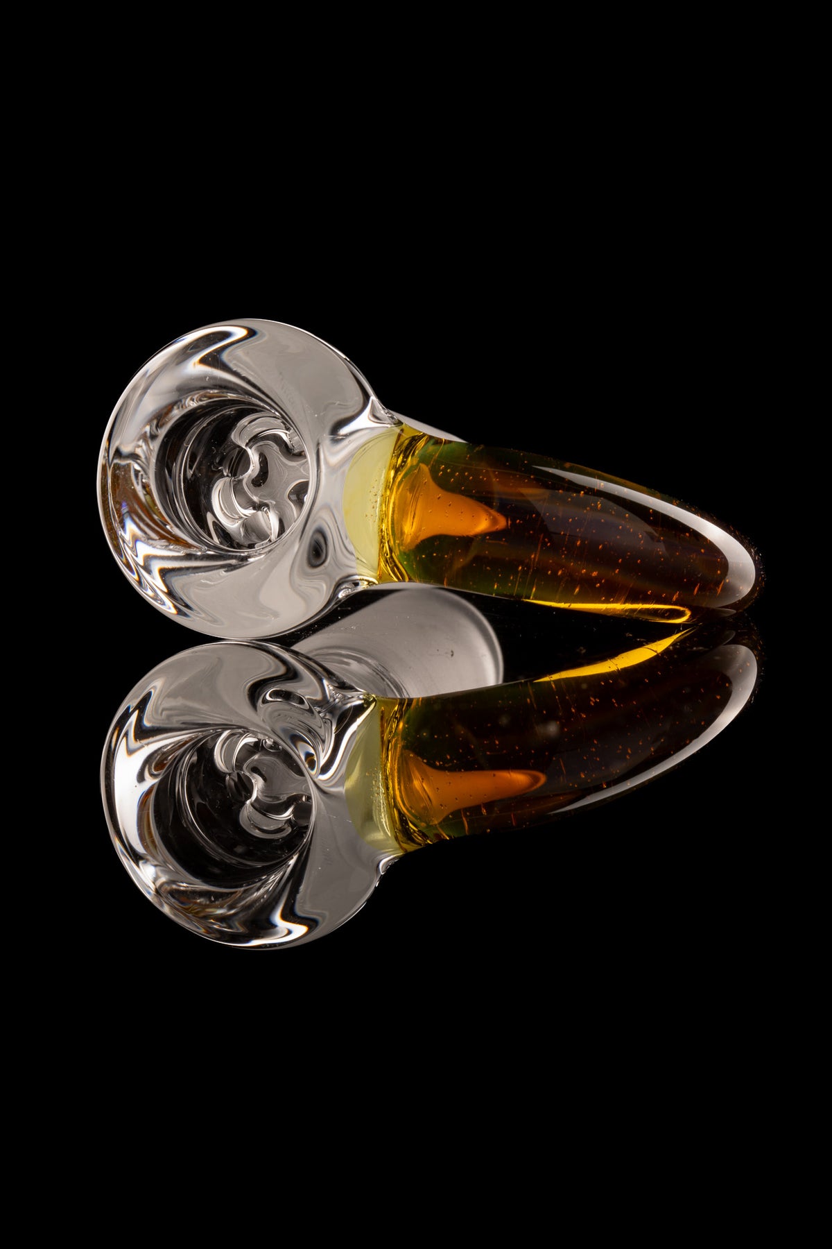 Green Belt Glass - 18mm 4 Hole Clear Slide W/ Colour Horn - NS Yellow