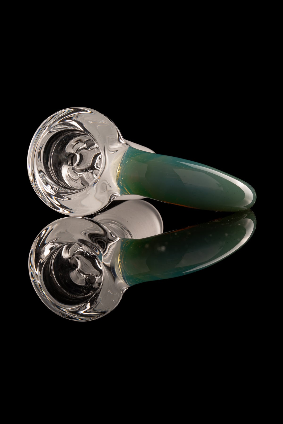 Green Belt Glass - 18mm 4 Hole Clear Slide W/ Colour Horn - Aquamania