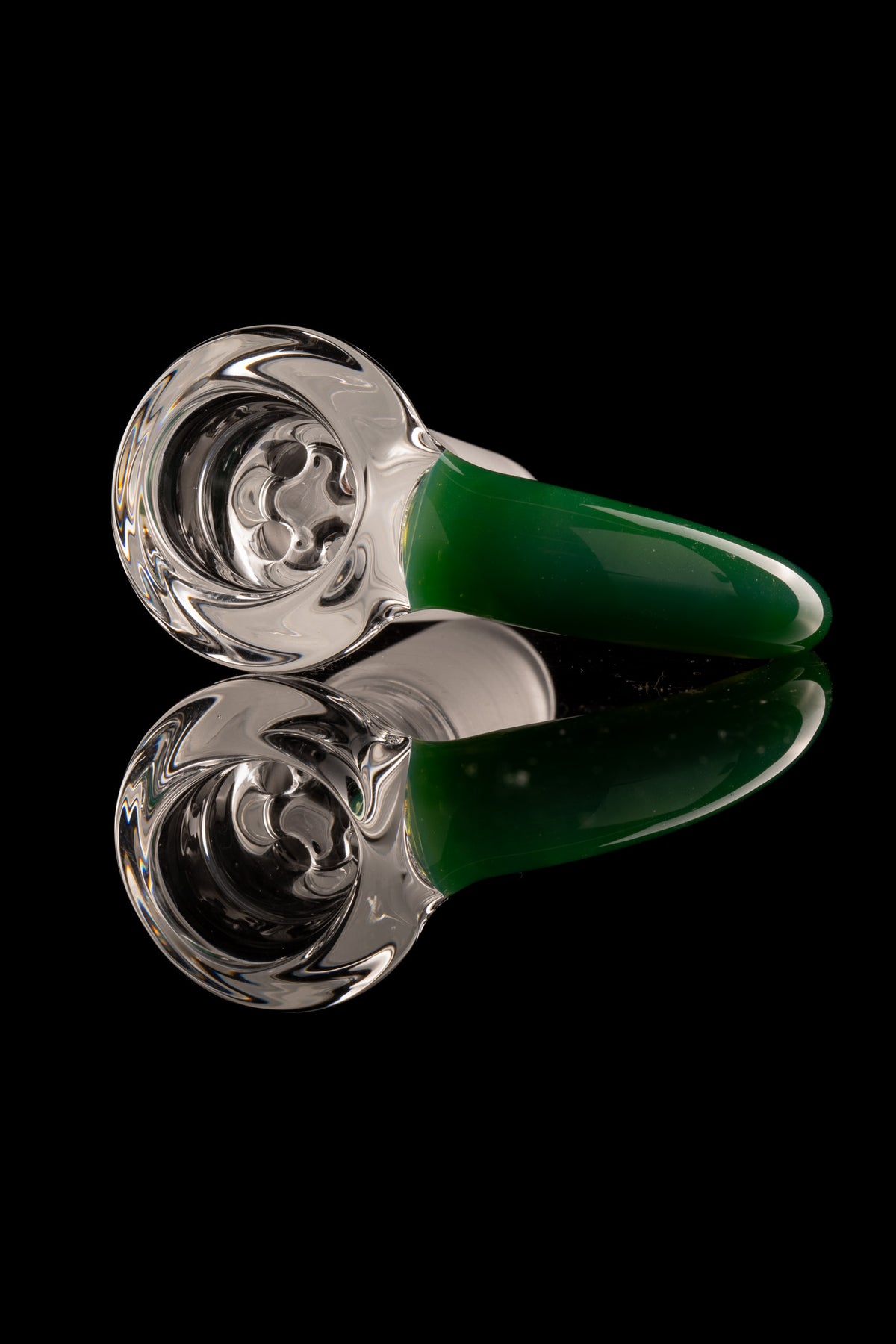 Green Belt Glass - 18mm 4 Hole Clear Slide W/ Colour Horn - Titan V2