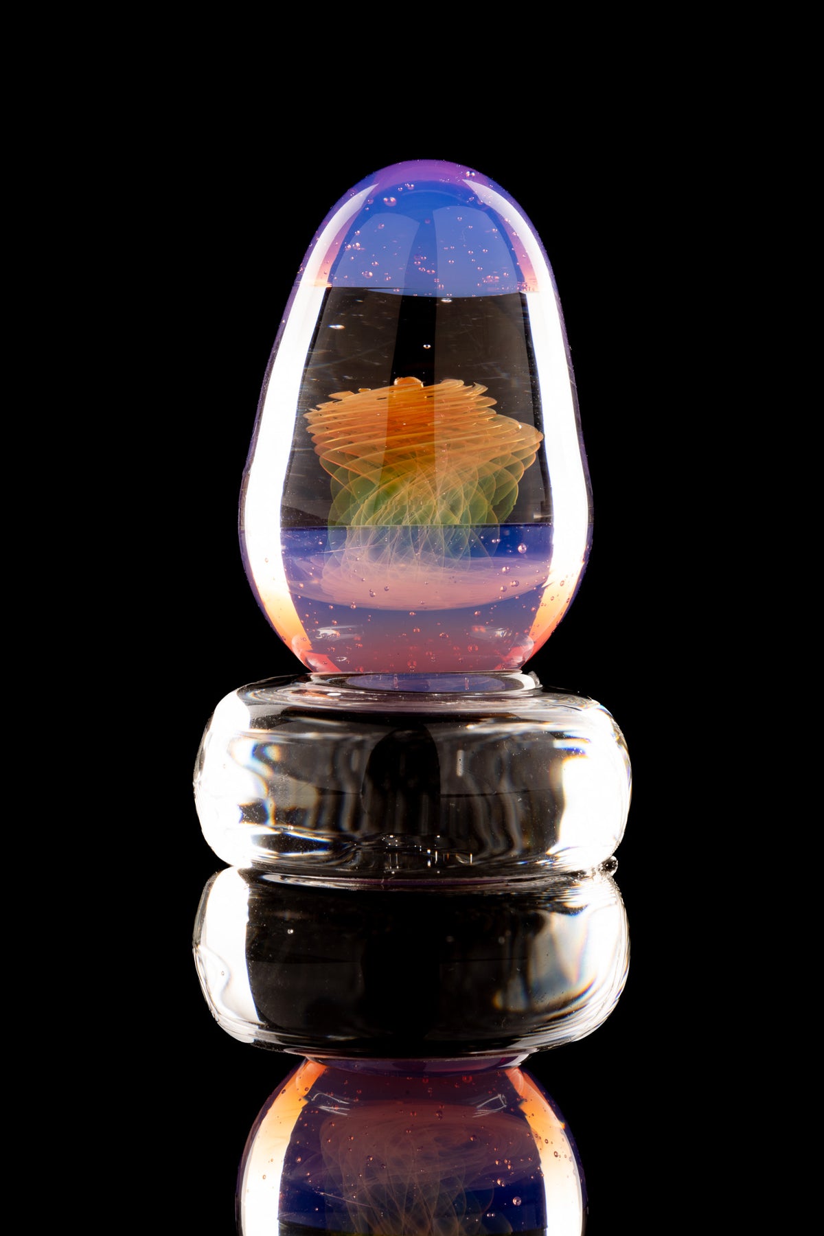 Kitty Meow Glass - Fumed Implosion Egg Marble/Slurper Top
