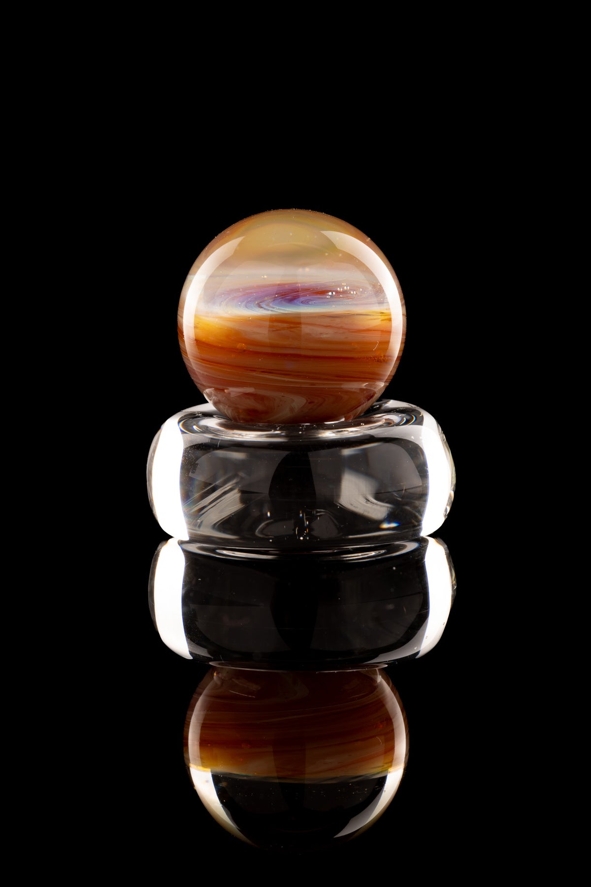 Kitty Meow Glass -Amber Purple Marble/Slurper Top